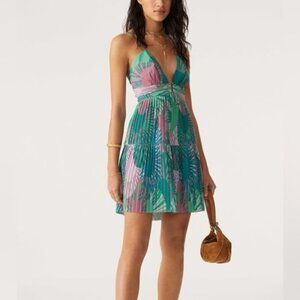 Ba&sh Pleated Crepe Mini Dress Large
